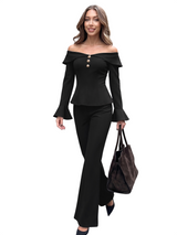Women’s Off-Shoulder Flare Sleeve Pants Set