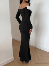 Women’s Off Shoulder Lace Trim Maxi Dress