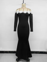 Women’s Off Shoulder Lace Trim Maxi Dress