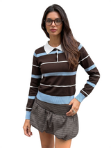 Women’s Striped Collared Long Sleeve Top