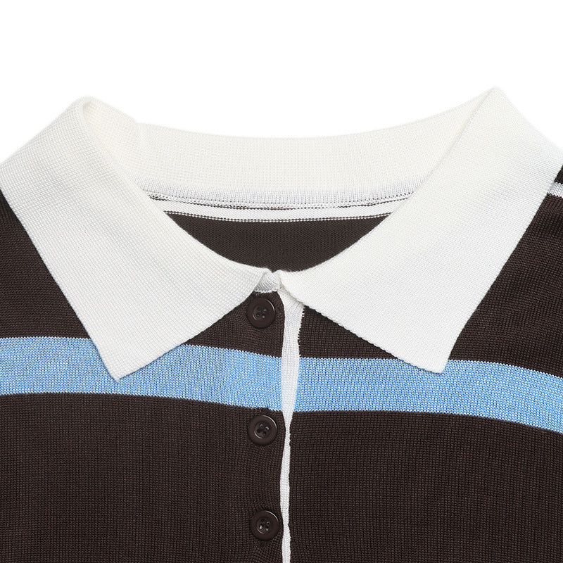 Women’s Striped Collared Long Sleeve Top