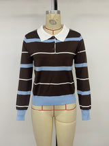 Women’s Striped Collared Long Sleeve Top
