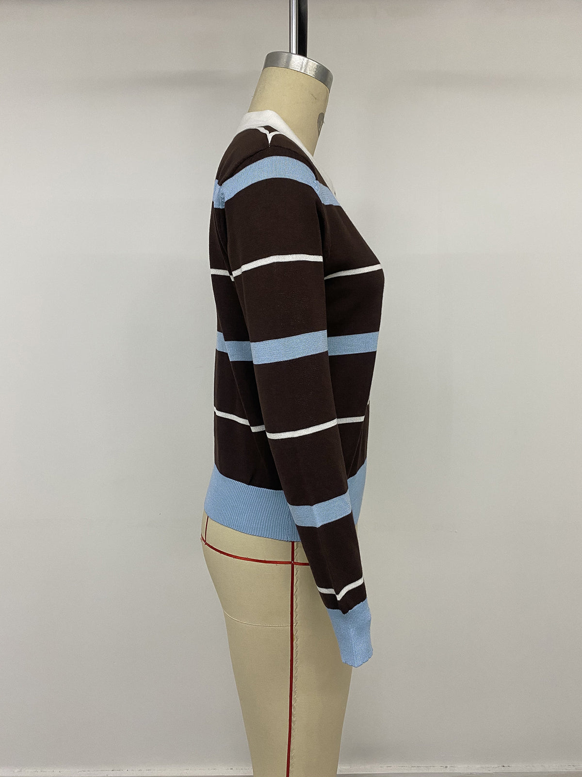 Women’s Striped Collared Long Sleeve Top