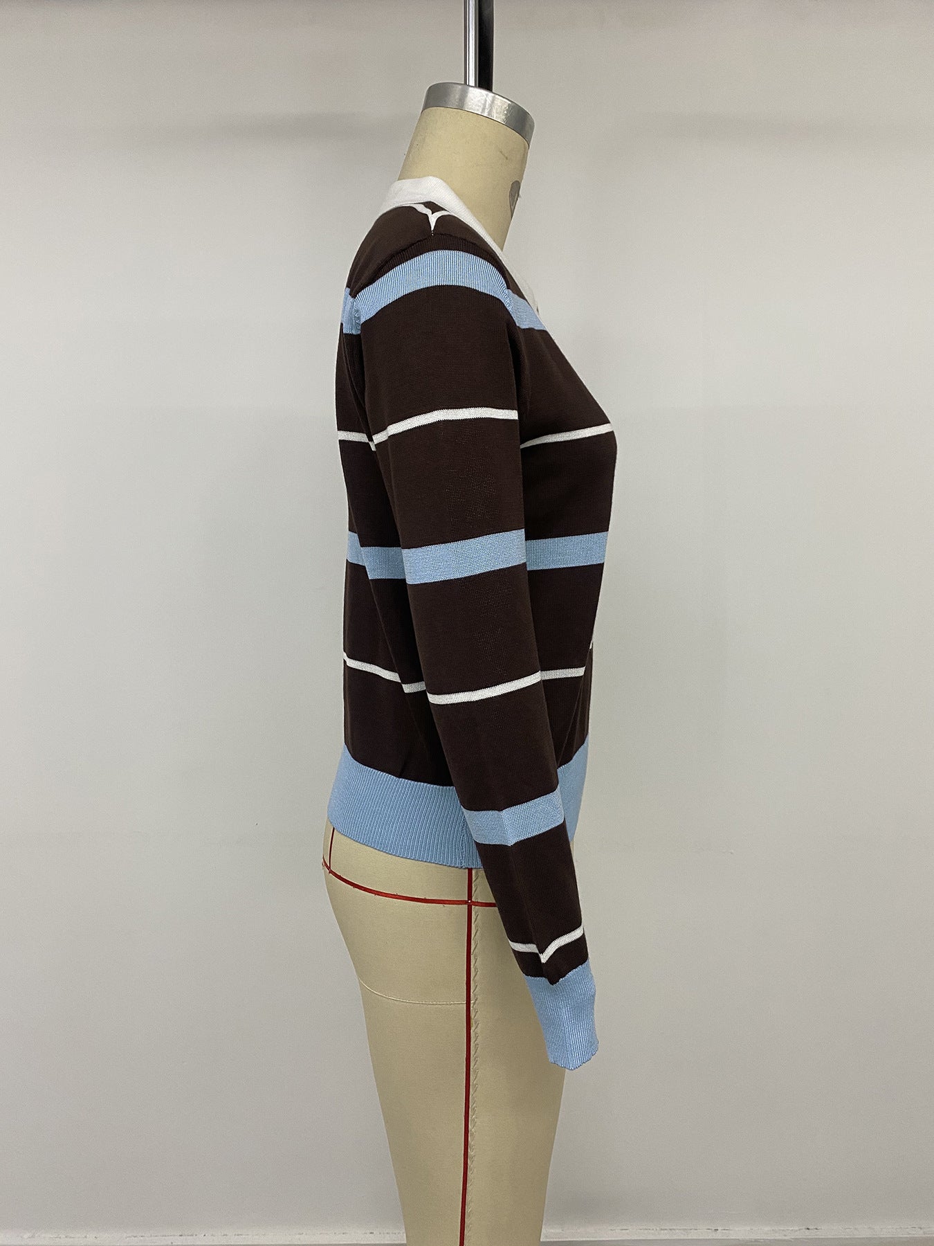 Women’s Striped Collared Long Sleeve Top