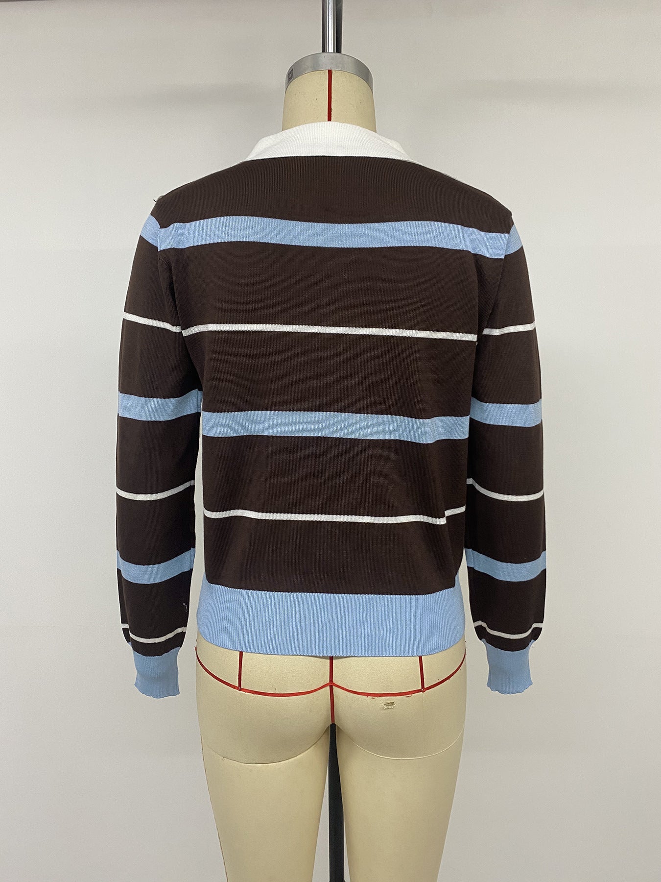 Women’s Striped Collared Long Sleeve Top