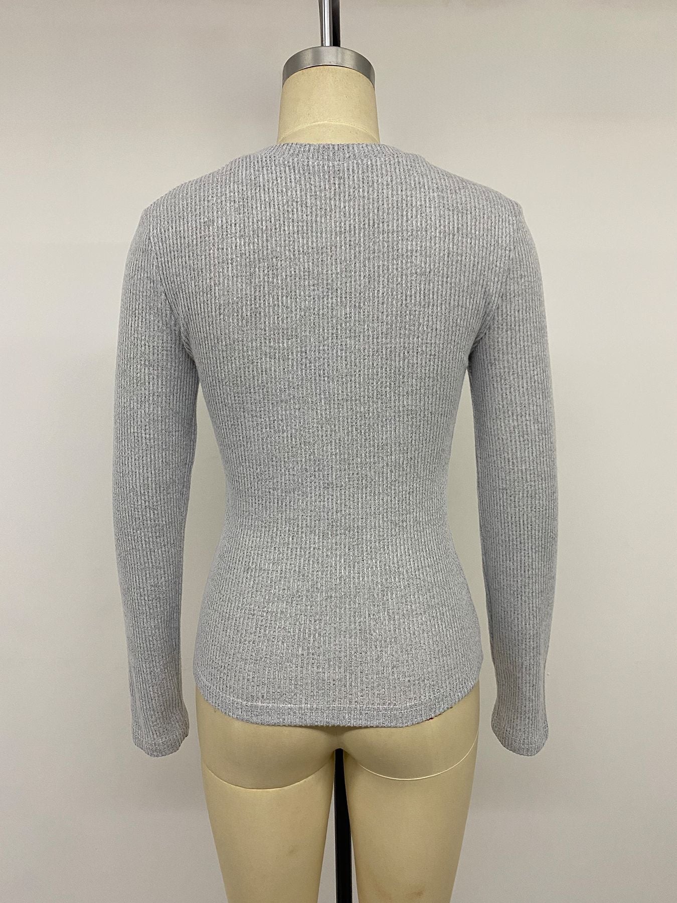 Women’s Ribbed Button Front V-Neck Top