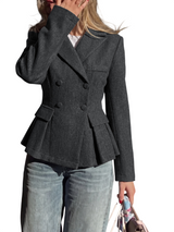 Women’s Double Breasted Peplum Blazer Jacket