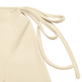 Women’s Draped Neck Lace Hem Long Sleeve Top
