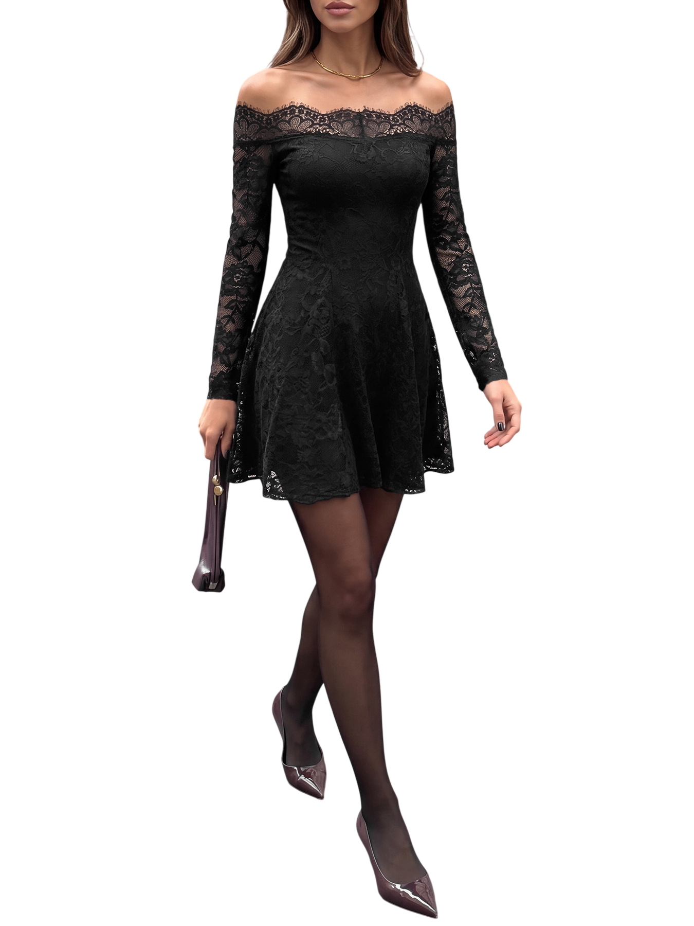 Women’s Off Shoulder Lace Mini Dress