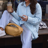 Women’s Striped Button Down Oversized Shirt