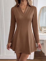 Women’s Long Sleeve Collared A-Line Mini Dress