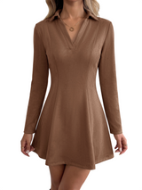 Women’s Long Sleeve Collared A-Line Mini Dress