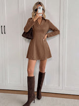 Women’s Long Sleeve Collared A-Line Mini Dress