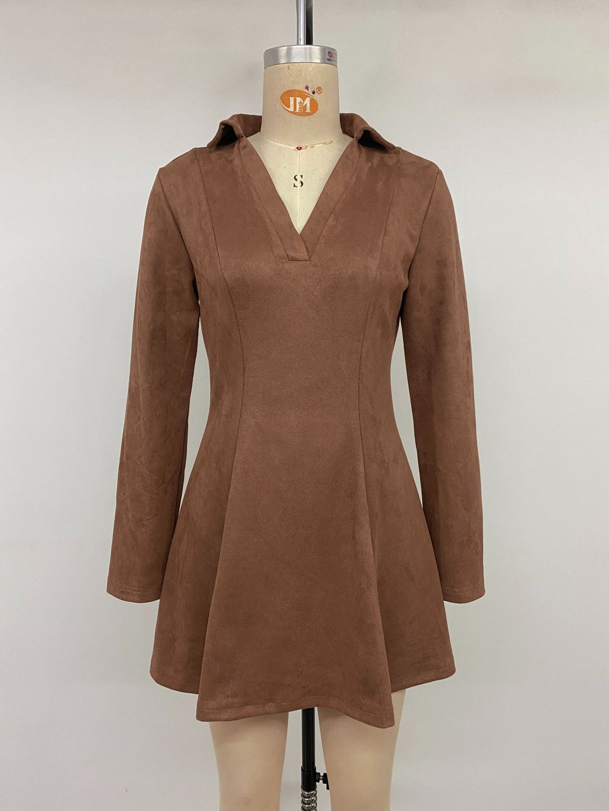 Women’s Long Sleeve Collared A-Line Mini Dress