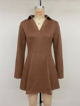 Women’s Long Sleeve Collared A-Line Mini Dress
