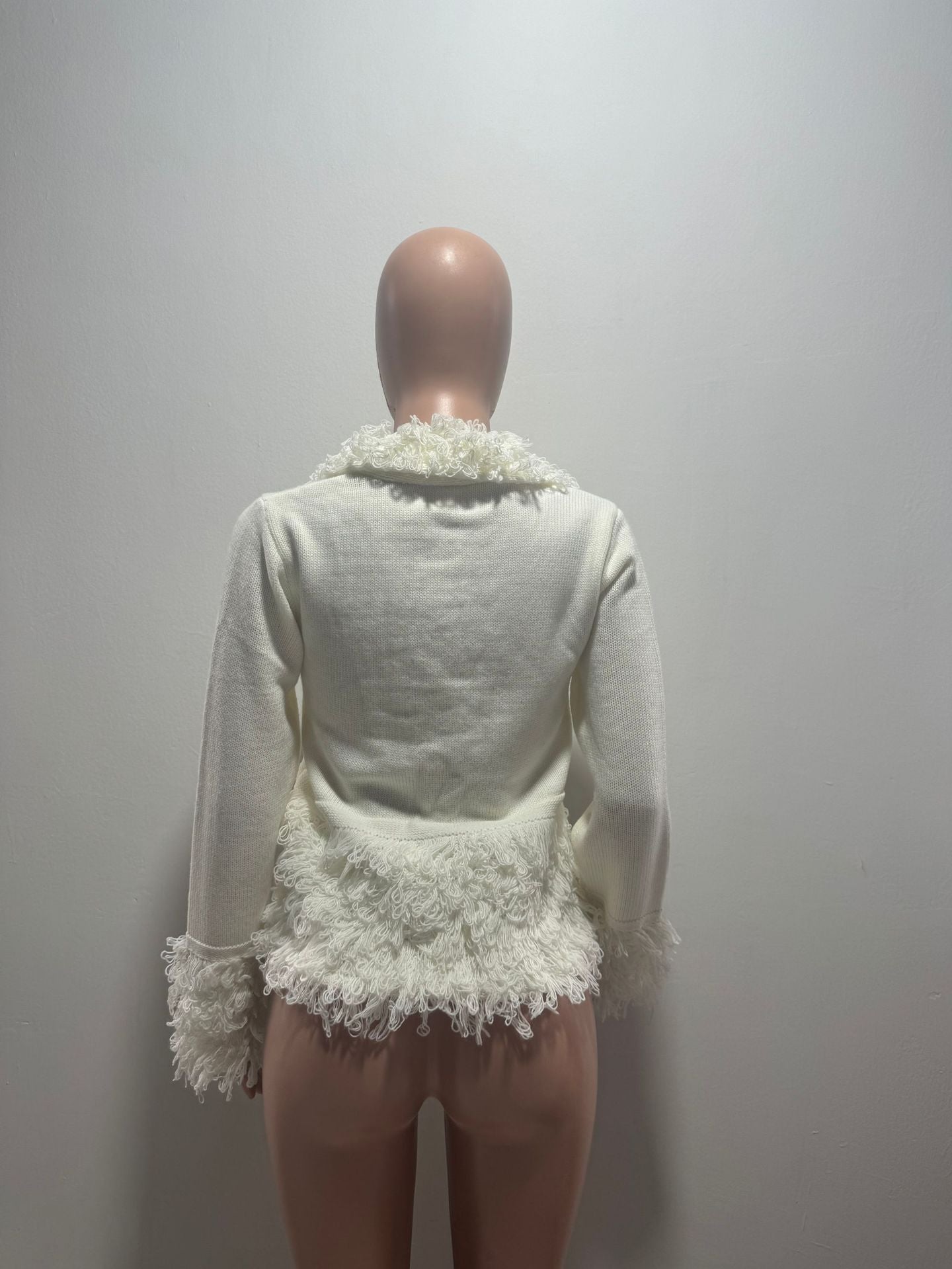 Women’s Fringe Trim Knit Cardigan Jacket