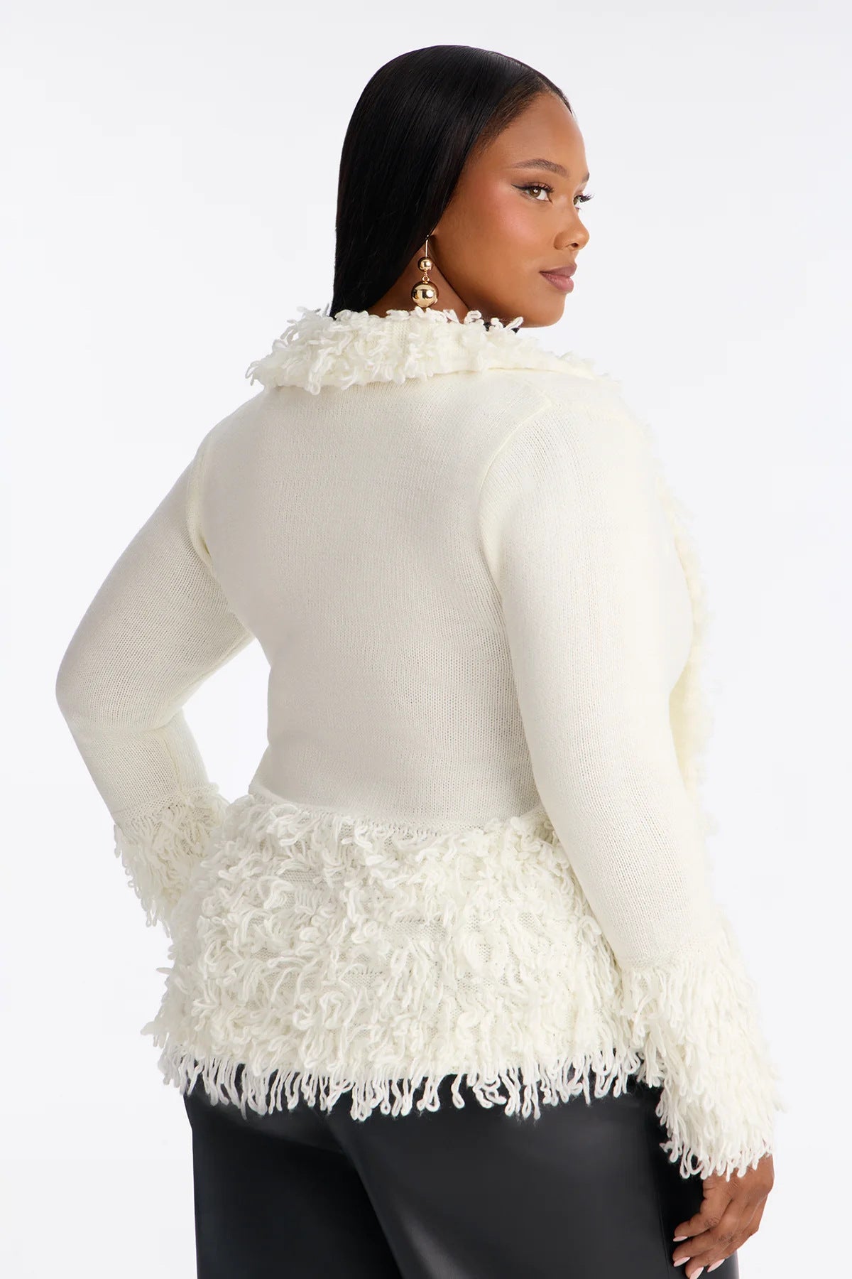 Women’s Fringe Trim Knit Cardigan Jacket
