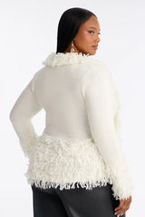 Women’s Fringe Trim Knit Cardigan Jacket