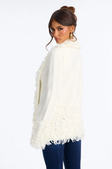 Women’s Fringe Trim Knit Cardigan Jacket