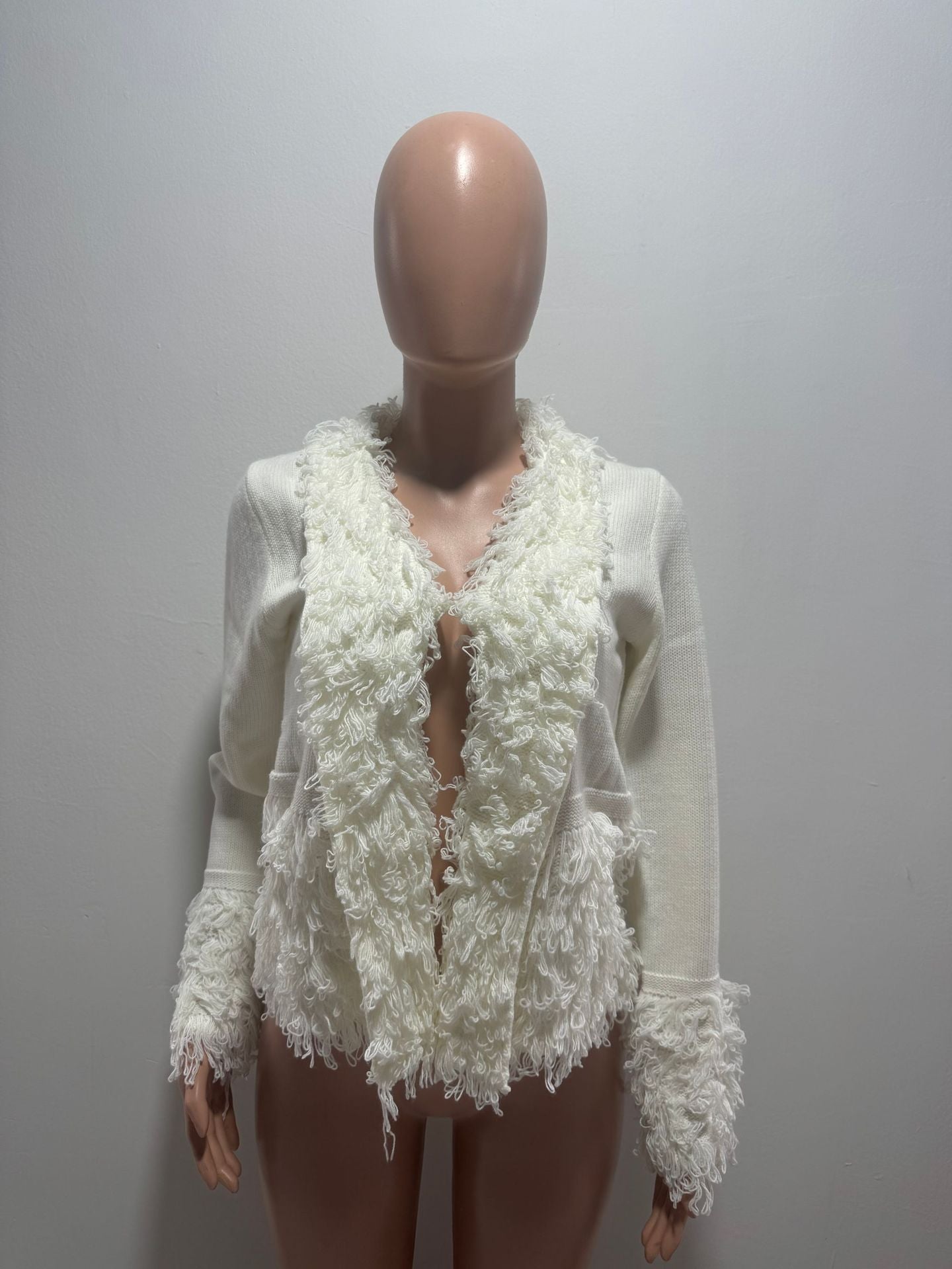 Women’s Fringe Trim Knit Cardigan Jacket