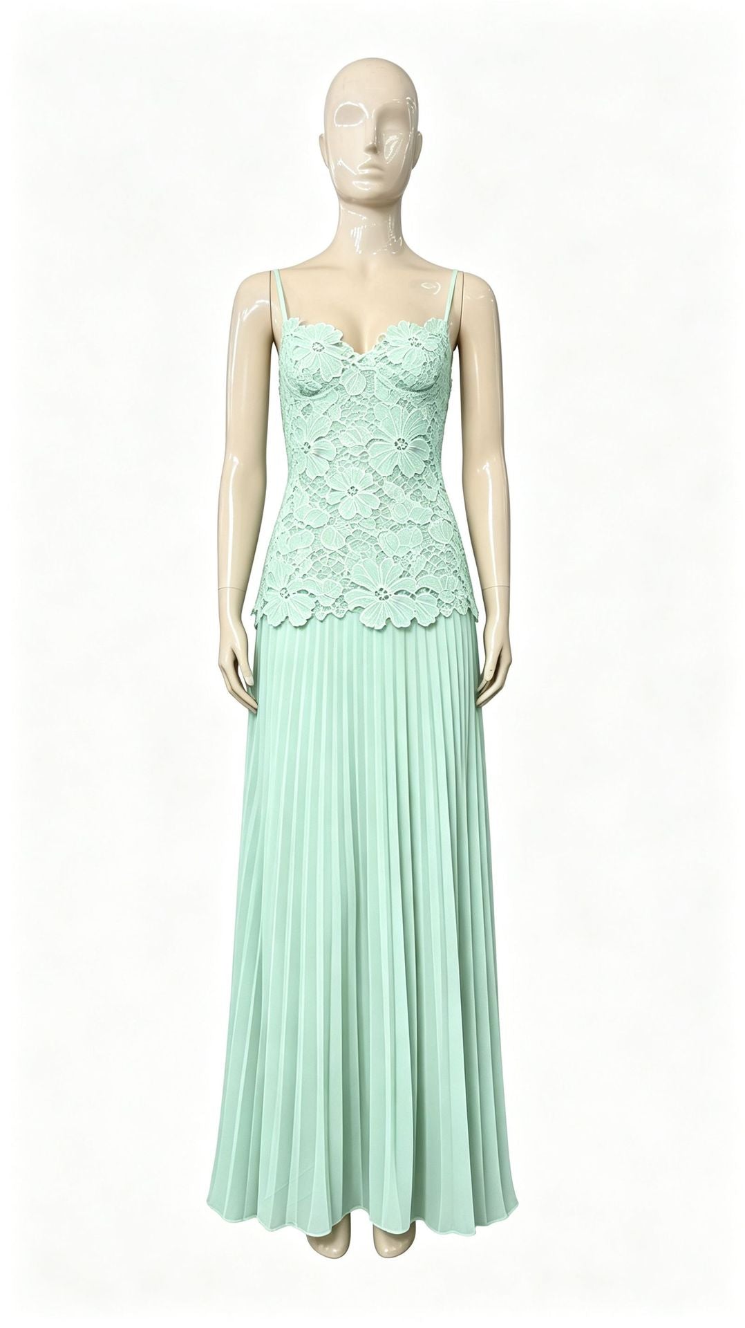 Women’s Lace Bodice Pleated Maxi Dress