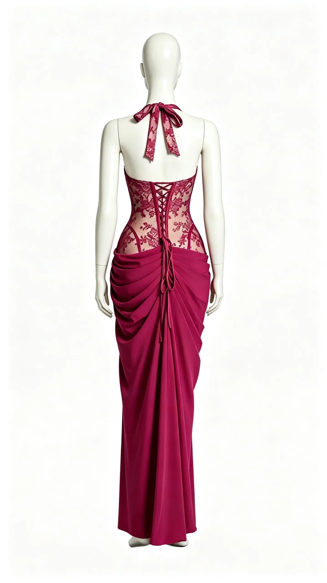 Women’s Lace Corset Draped Maxi Dress