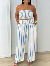 Women’s Striped Blazer and Pants 3-Piece Set