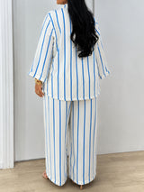 Women’s Striped Blazer and Pants 3-Piece Set