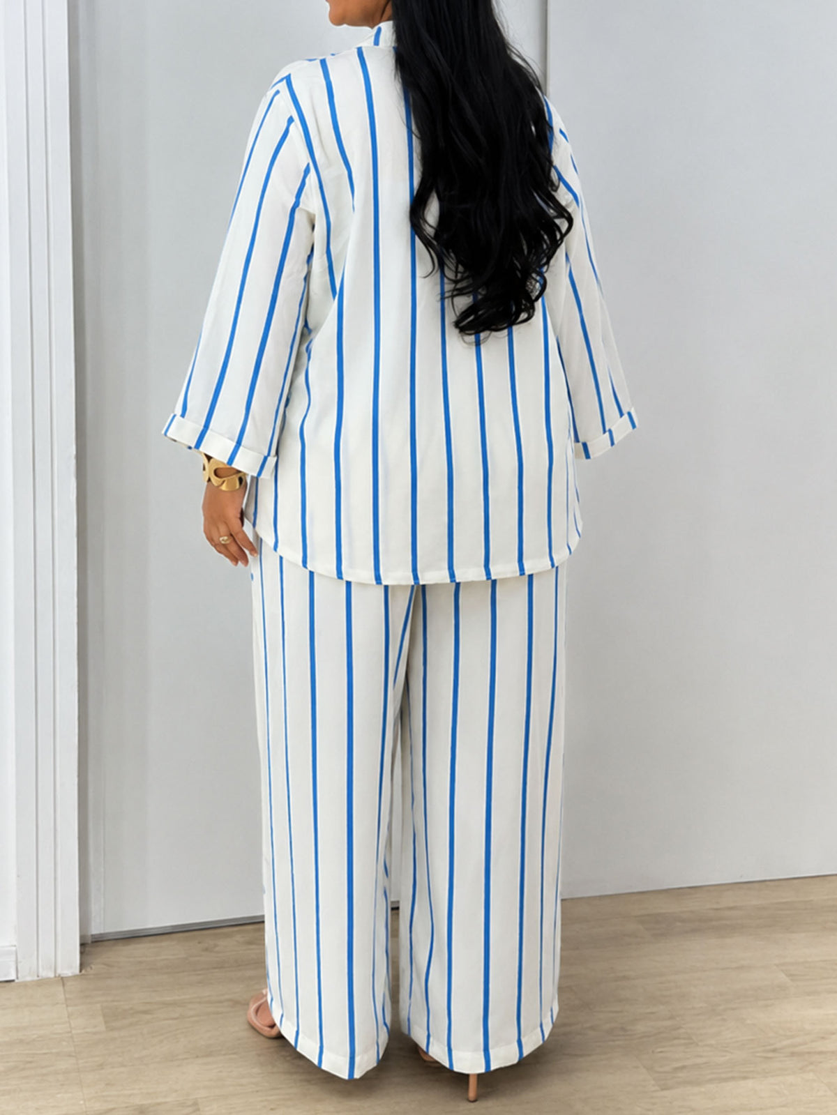 Women’s Striped Blazer and Pants 3-Piece Set