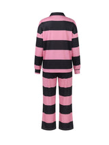 Women’s Striped Polo Top and Wide Leg Pants Set