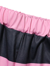 Women’s Striped Polo Top and Wide Leg Pants Set