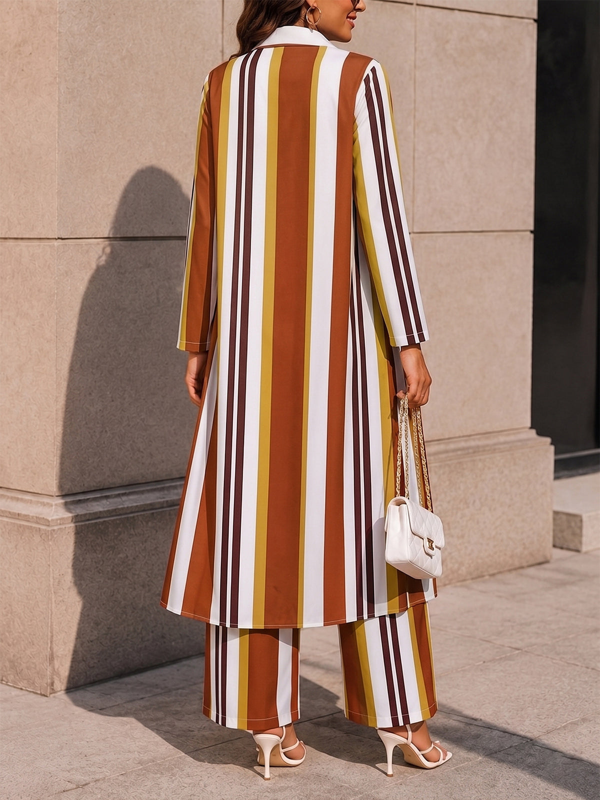 Women’s Striped Longline Shirt and Pants Set
