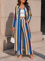 Women’s Striped Longline Shirt and Pants Set