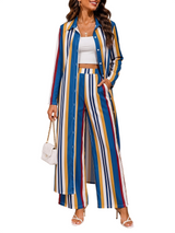 Women’s Striped Longline Shirt and Pants Set