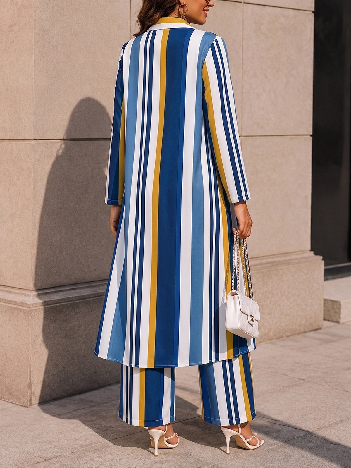 Women’s Striped Longline Shirt and Pants Set
