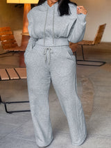 Women’s Hooded Sweatshirt and Wide Leg Pants Set