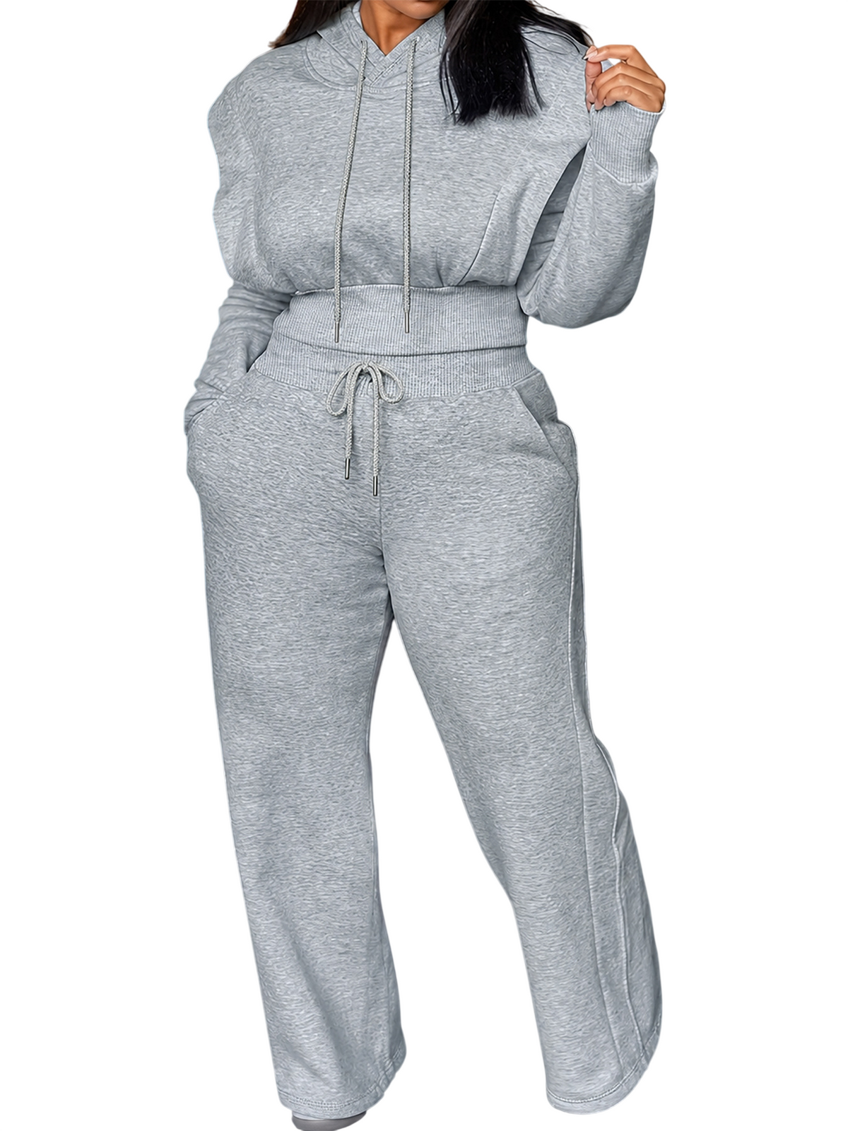 Women’s Hooded Sweatshirt and Wide Leg Pants Set