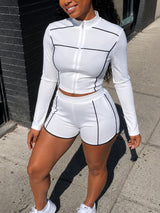 Women’s Zip-Up Top and Shorts Two-Piece Set