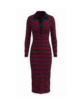Women’s Striped Collared Button-Up Midi Dress
