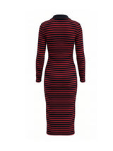 Women’s Striped Collared Button-Up Midi Dress