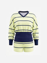 Women’s Striped V-Neck Top and Shorts Set