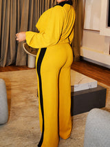 Women’s Draped V-Neck Wide Leg Pants Set