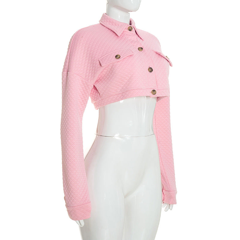 Women’s Quilted Cropped Button-Up Jacket