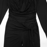 Women’s Ruched Long Sleeve Capri Jumpsuit