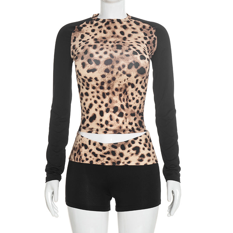 Women’s Leopard Print Top and Shorts Set