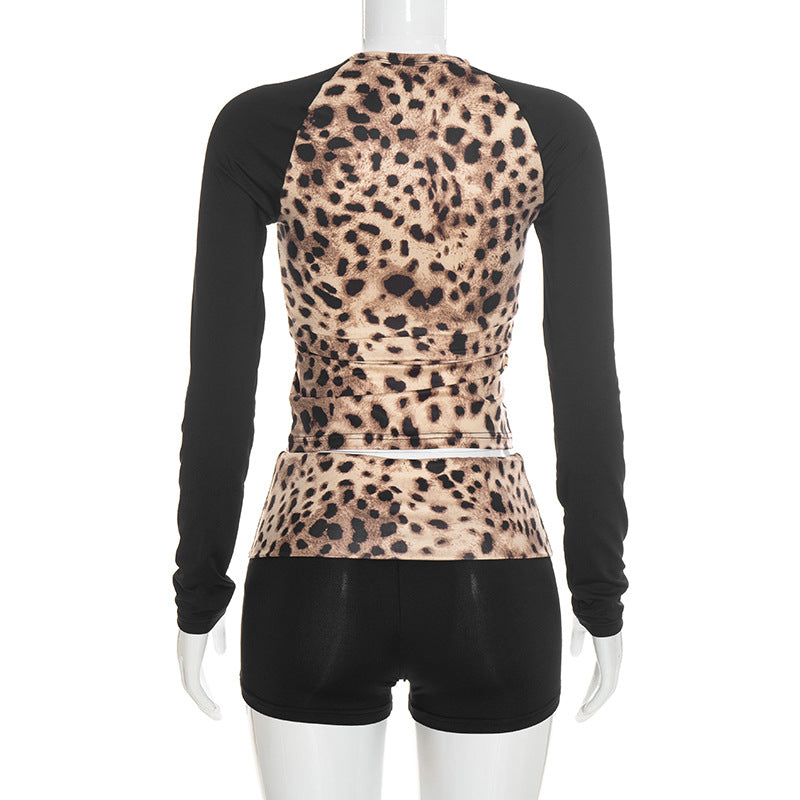 Women’s Leopard Print Top and Shorts Set