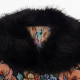 Women’s Floral Faux Fur Collar Cropped Jacket