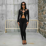 Women’s Cutout Long Sleeve Slim Fit Jumpsuit
