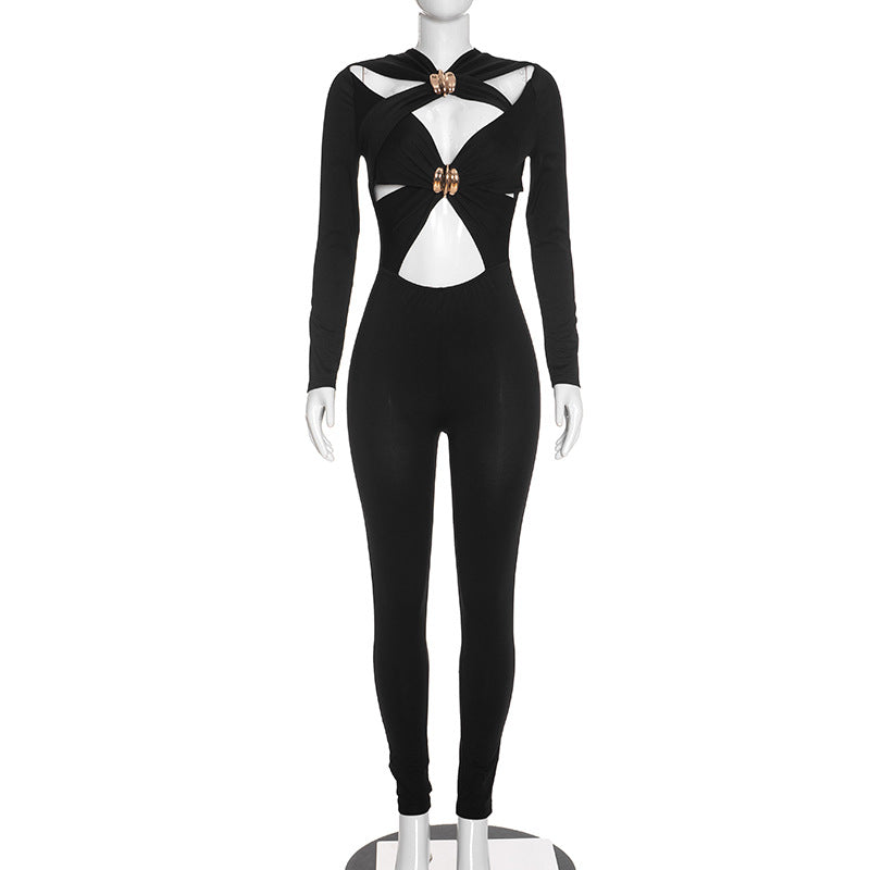 Women’s Cutout Long Sleeve Slim Fit Jumpsuit