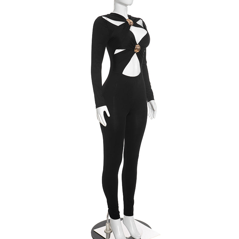 Women’s Cutout Long Sleeve Slim Fit Jumpsuit